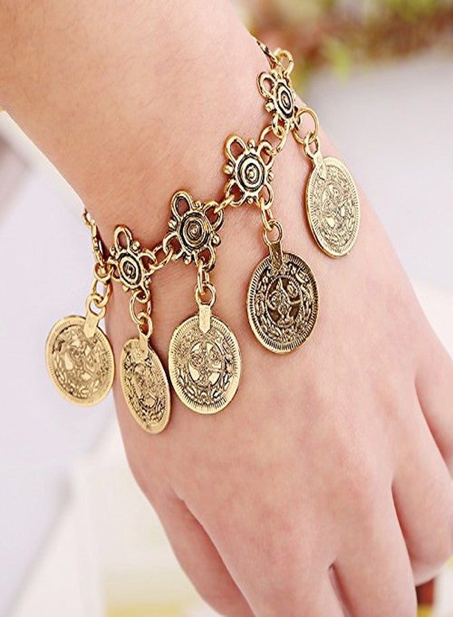 DATOA Bohemian Coin Sandals Anklet Bracelet Bohemian Tassel Barefoot Sandals Chain Beach Jewelry Belly Dance Anklet Fashion Gifts for Women Men - Silver - Image 2